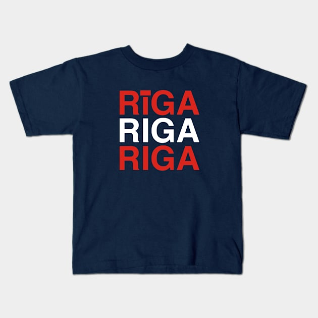 RIGA Latvian Flag Kids T-Shirt by eyesblau